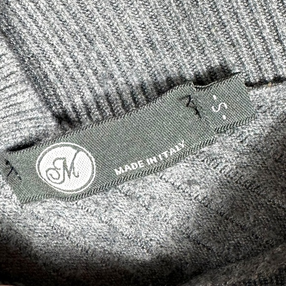 4 for $40 SALE!M Made In Italy Double V Neck Ribbed Sweater, Anthracite Grey, S - Picture 5 of 10